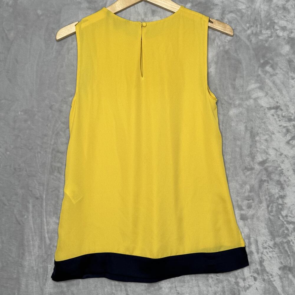 Banana Republic Sleeveless Blouse Womens XS Yellow Black Trim Layered Top - Picture 2 of 9